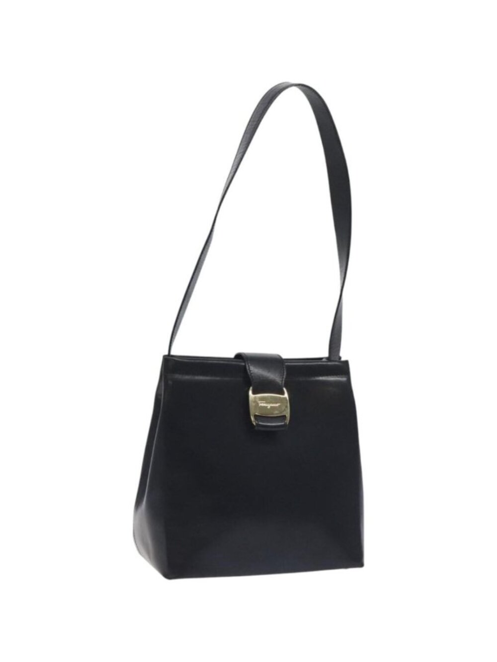 Salvatore Ferragamo Vala Shoulder Bag Leather Black Gold